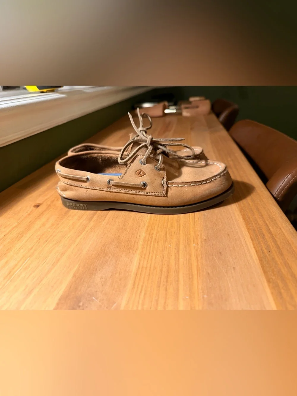 Sperry Brown Leather Boat Shoes with Rawhide Laces